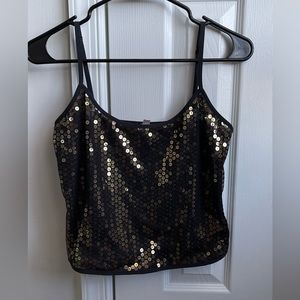 Gold Sequin Party Tank Top